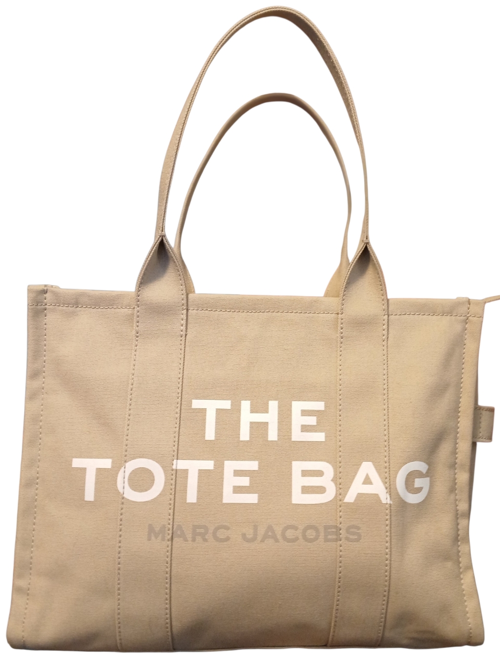 Marc Jacobs Khaki Color Canvas The Tote Bag Traveler With White Logo